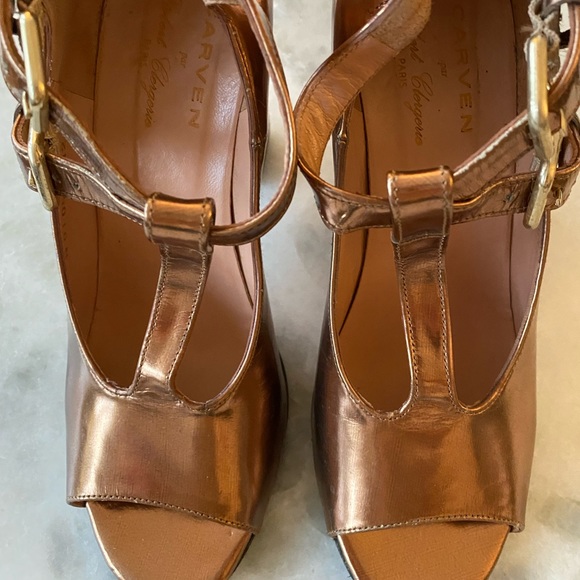 CARVEN by Robert Clergerie rose gold/copper metallic pumps Sz 6.5 - Picture 6 of 7